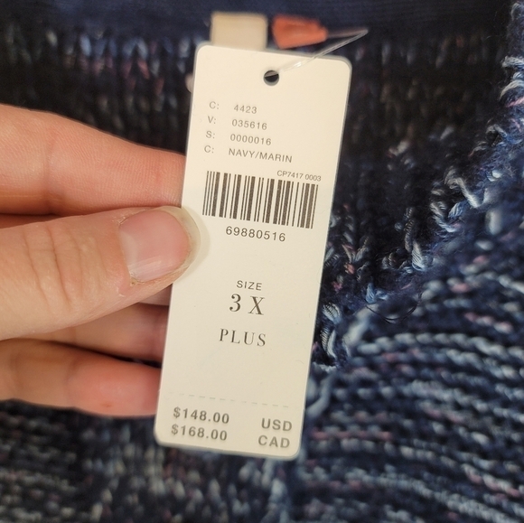 Anthropologie Pilcro Mega Henley Sweater Button Up Blue Heathered Knit, SZ 3XL - Picture 13 of 14